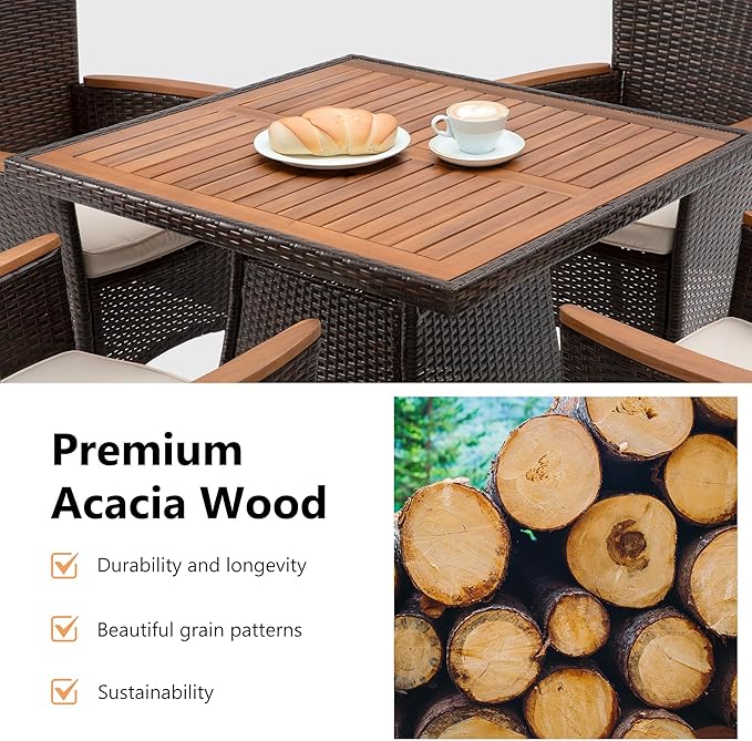 Wisteria Lane Patio Outdoor Table and Chairs Set, Rattan Outdoor Patio - Image 3