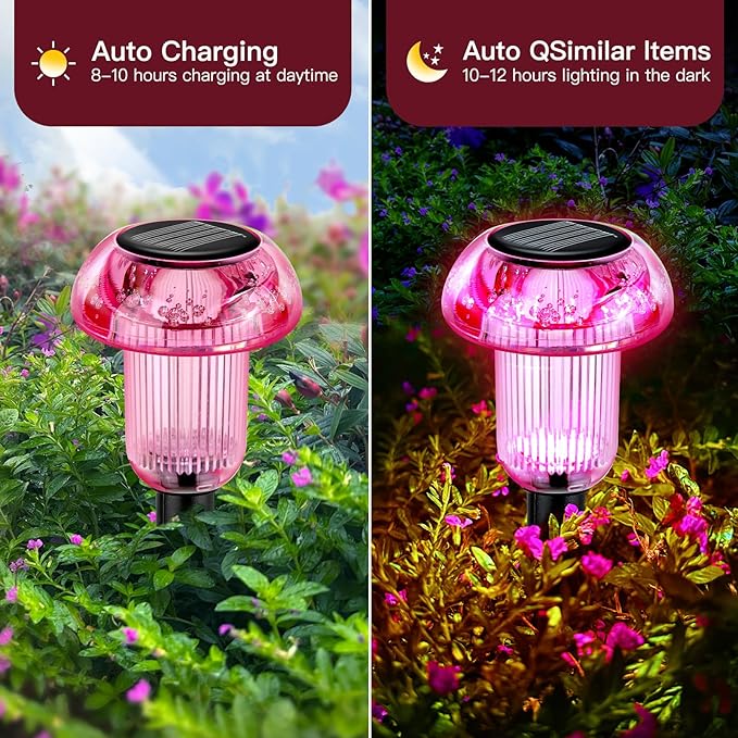 Easter Solar Pathway Lights Outdoor Decorative 8 Pack, 4 color LED Mushroom - Image 4