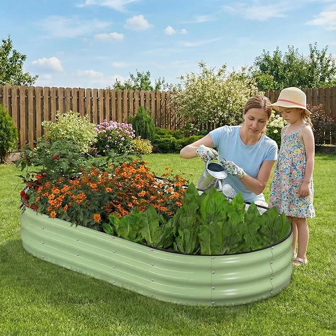Raised Garden Bed, Oval Metal Planter Box - Image 7
