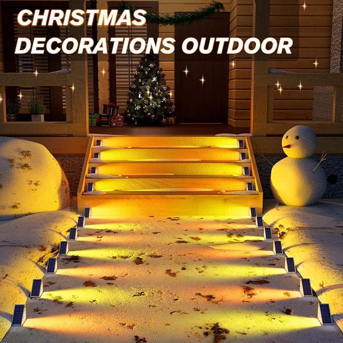 VOLISUN Solar Stair Lights 6 Pack, 7 Fixed Colors, Solar Step Lights Outdoor - Image 2