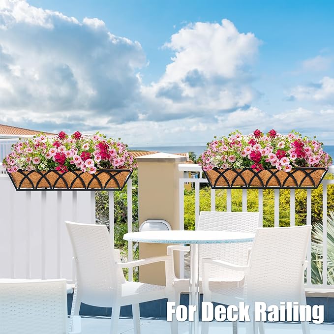 24in 4pcs Planter Box with Coco Liner, Rust-Resistant Metal Frame, Drainage Hole - Image 3