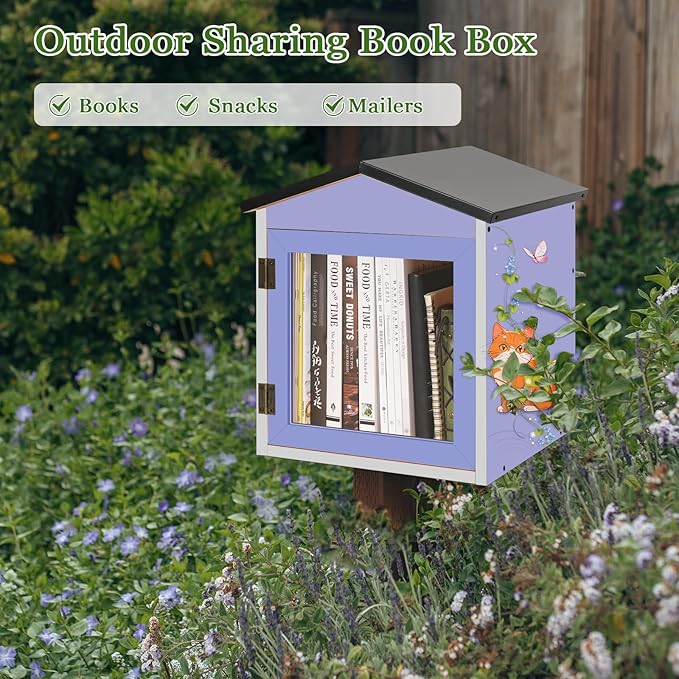 Outdoor Library Outdoor Book Box Storage Small Wooden Cabinet Little Literature - Image 6