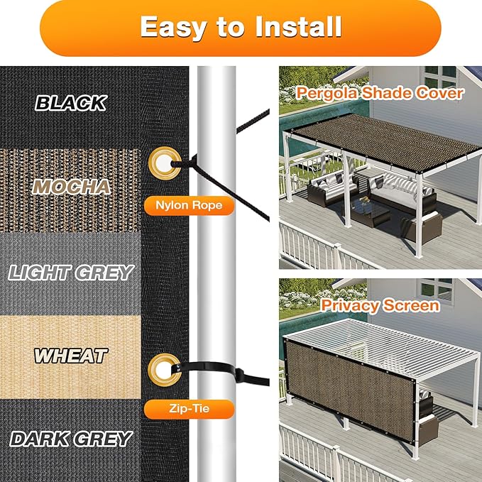 Artpuch Outdoor Pergola Shade Cover 10x13 FT Sun Shade Cloth - Image 5