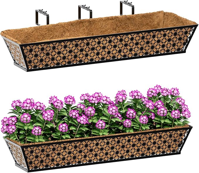 SPECILITE 30" Window Boxes Planters, Heavy Duty Metal Railing Planter Boxes by SPECILITE