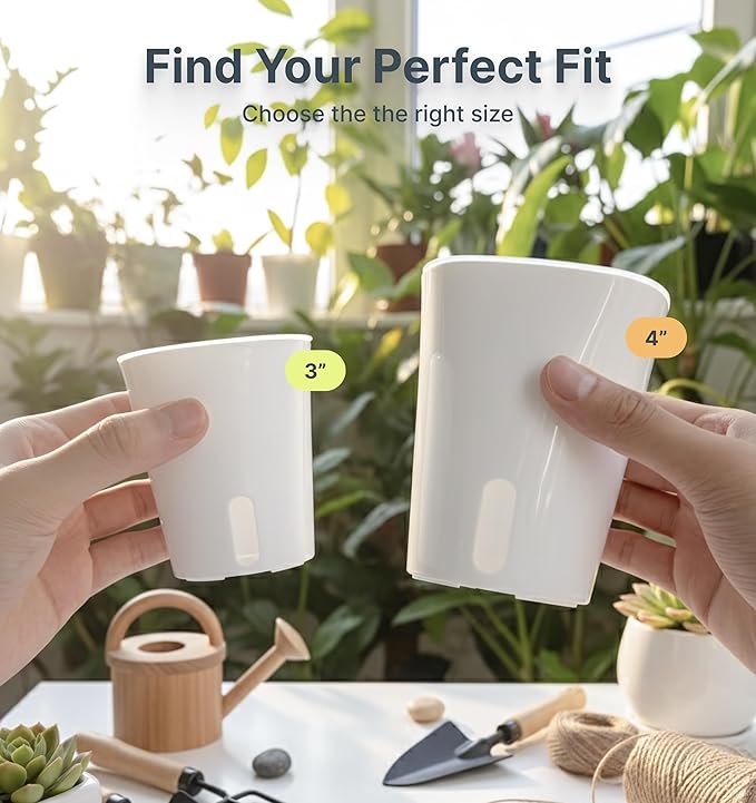 10 Pack 3" Self Watering Pots for Indoor Plants, Small White Plastic Planters - Image 7