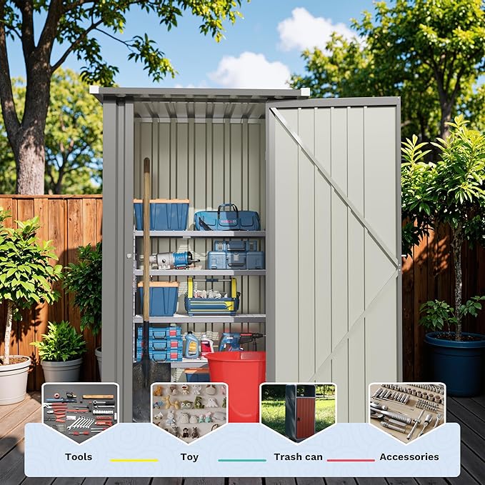 Devoko 3x3 FT Outdoor Storage Shed, Small Garden Tool Shed - Image 6
