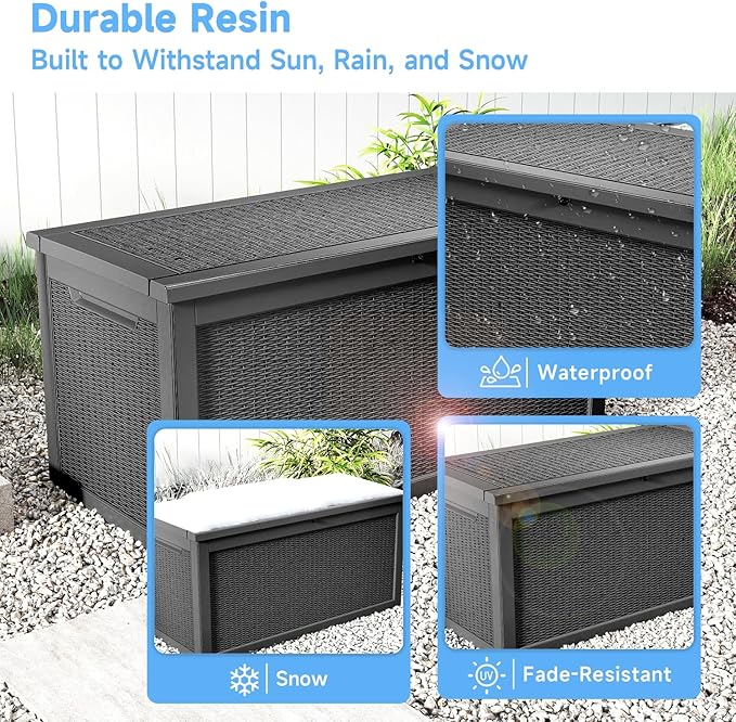 310 Gallon Lockable Outdoor Storage Box – Waterproof Resin Deck Box - Image 4