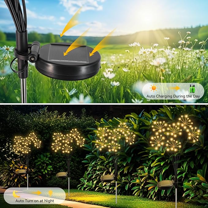 Solar Garden Lights 6 Pack Waterproof Swaying Starburst Light Solar Outdoor - Image 5