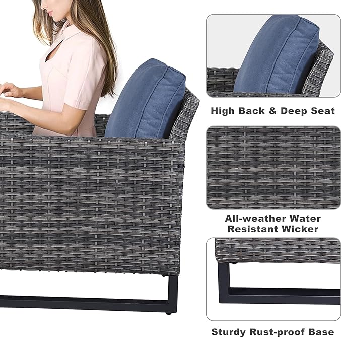 Belord Outdoor Wicker Chair Patio Chairs Set of 4, All Weather Rattan Club - Image 4