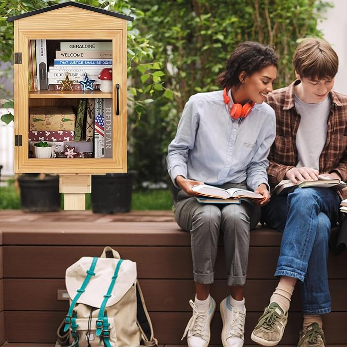 Outdoor Library Outdoor Book Box Storage Wooden Cabinet Little Literature Box - Image 6