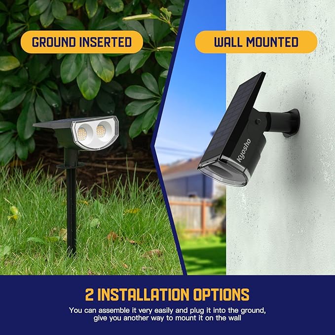 Kyosho Solar Spot Lights Outdoor Warm White, 38 LEDs Solar Landscape Lights - Image 6