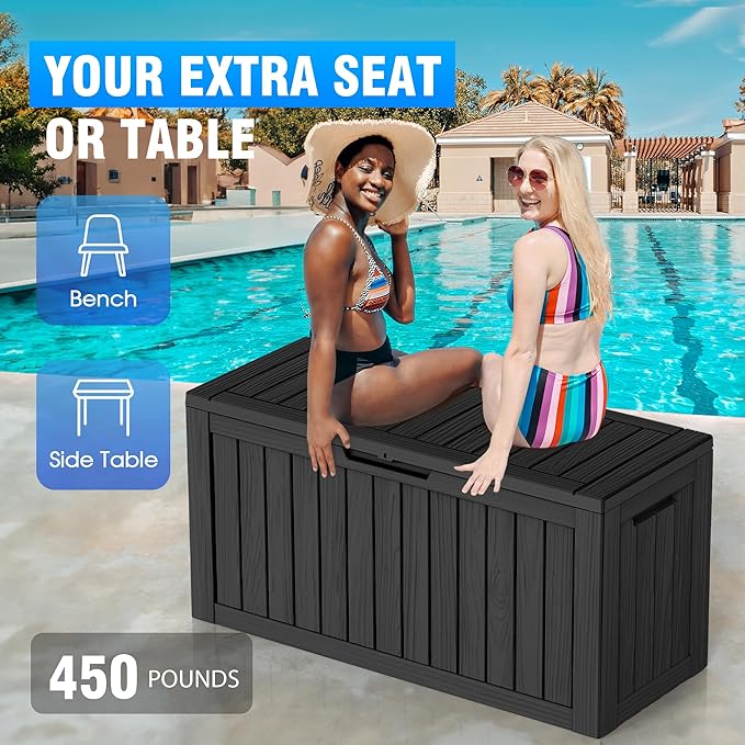 EasyUp 80 Gallon Resin Deck Box Storage Outdoor Waterproof Boxes Lockable UV - Image 5