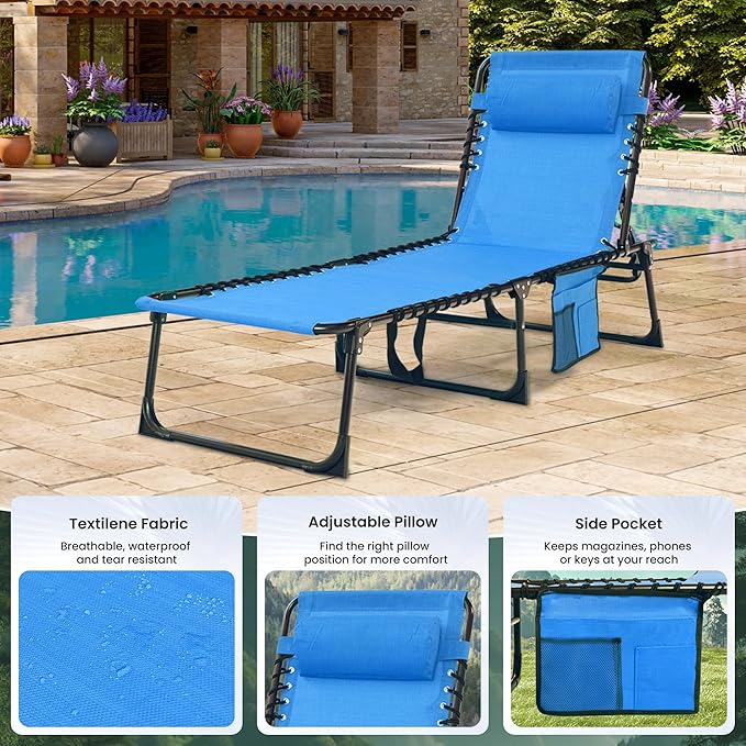 Folding Chaise Lounge Chair - 400lb Capacity - Image 7