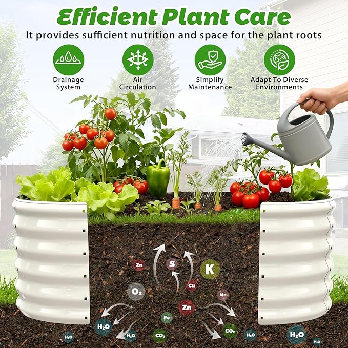17" Tall Outdoor Garden Raised Garden Bed Kits, 4ft X 2ft Oval, 0.8MM Thick - Image 2