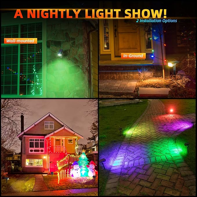 Solar Outdoor Lights, 40 LEDs Color Changing RGB Solar Landscape Path Lights - Image 3