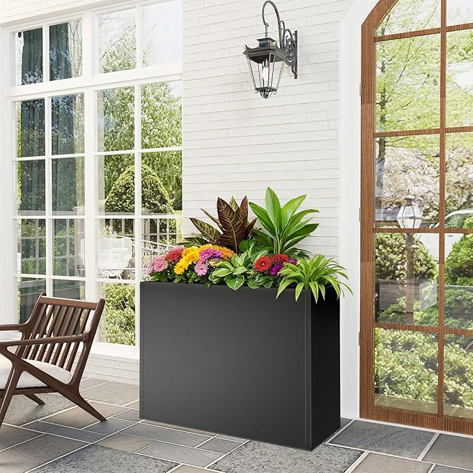 Metal Large Planter Box 38" L x 13" W x 30" H, Heavy Duty Tall Rectangle - Image 5