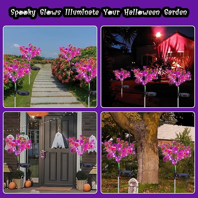 Neporal Solar Garden Lights, 4PK Purple Phalaenopsis Solar Flowers Outdoor - Image 8