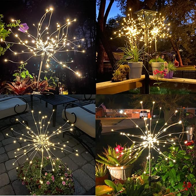 JJGoo Outdoor Solar Lights Firework, 2 Pack 120 LEDs Waterproof Solar Lights - Image 7