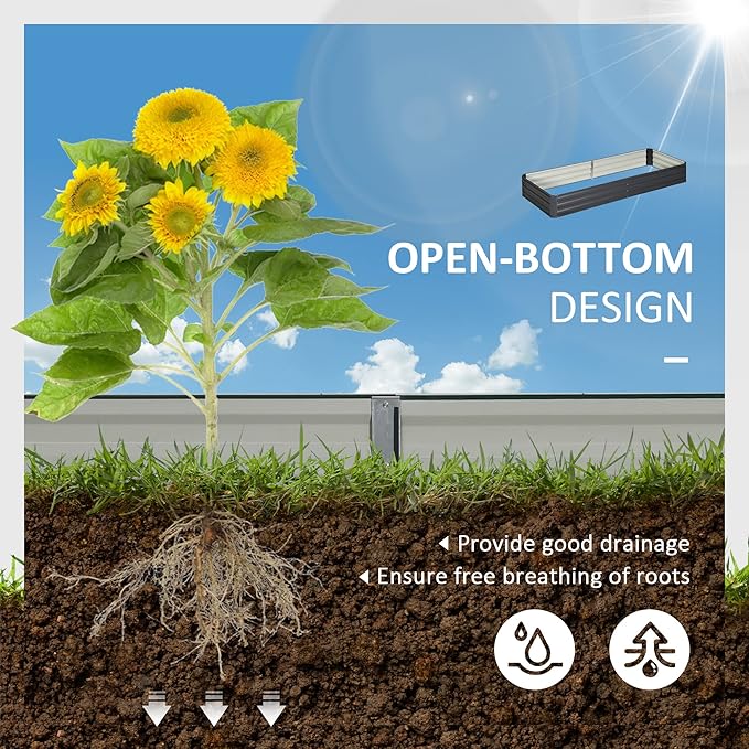 Outsunny Galvanized Raised Garden Bed, - Image 3