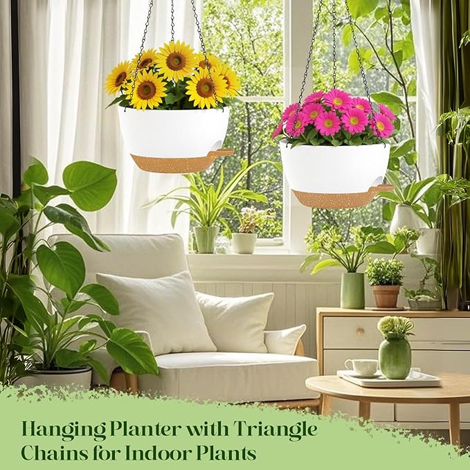 2 Pack 10 Inch Self Watering Hanging Planters - Image 2