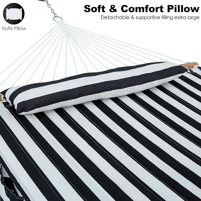 2 Person Hammocks for Outside, Double Quilted Fabric Outdoor Hammock - Image 3