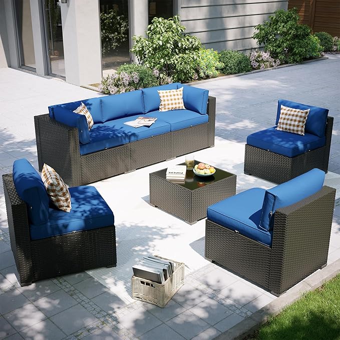 Aoxun Patio Furniture Set, 7 Piece Outdoor Sectional Sofas by Aoxun