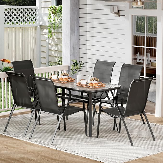 TLSUNNY 7 Pieces Patio Dining Set, Outdoor Table and Chairs W/1.69″ Umbrella - Image 9