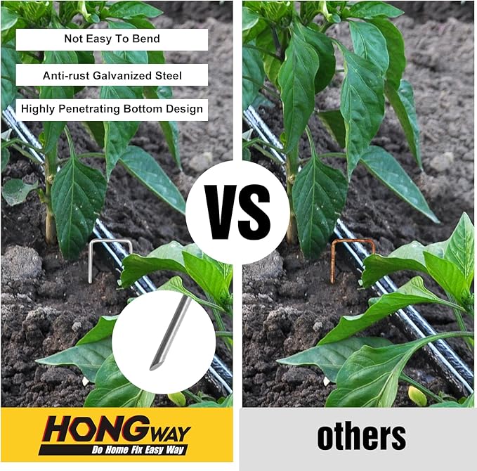 HongWay 120 Pack Landscape Staples 8 Inch, Galvanized Garden Stakes Tent Stakes - Image 4