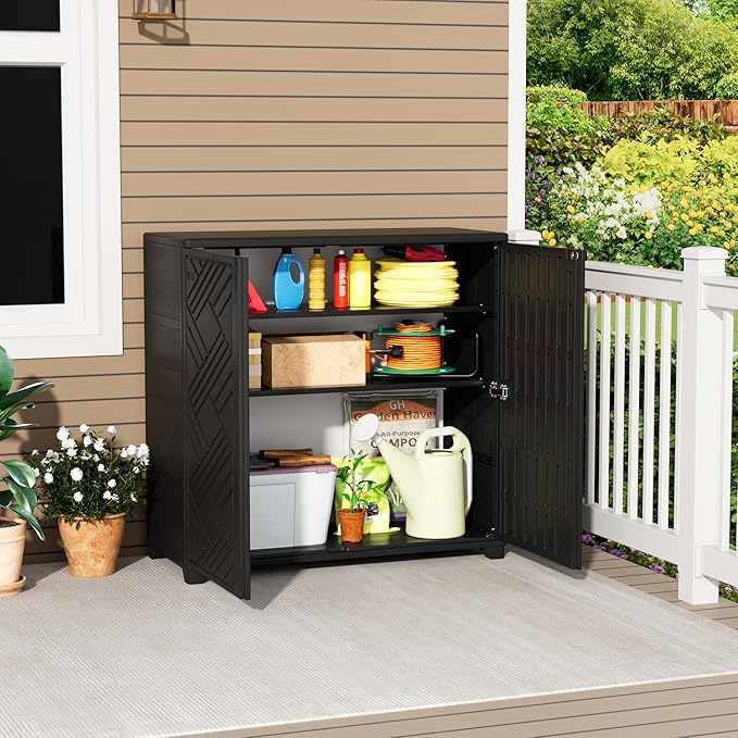 Outdoor/Indoor Storage Box, Resin and Plastic Storage Cabinet Waterproof - Image 2