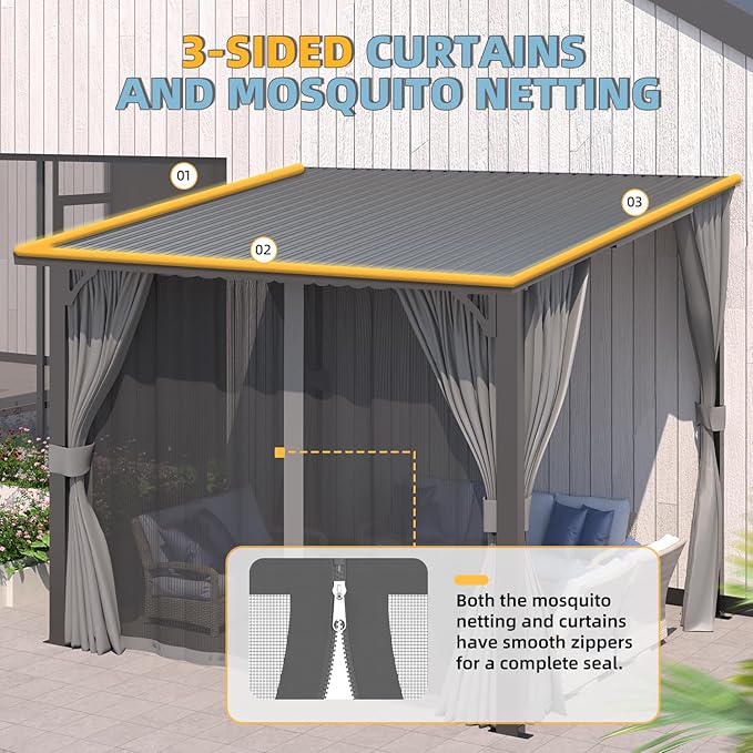 AECOJOY 12'x8' Outdoor Hardtop Gazebo Pergola - Image 4