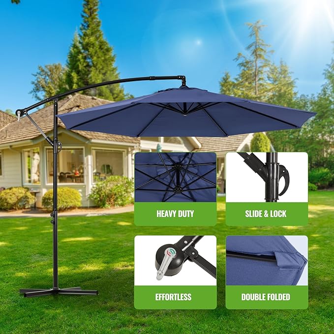Backyard Expressions 10FT Cantilever Patio Umbrella – Outdoor Offset Hanging - Image 3