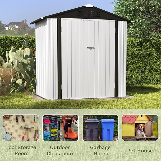 Patiowell 6x4 FT Outdoor Storage Shed, Garden Tool Storage Shed - Image 4