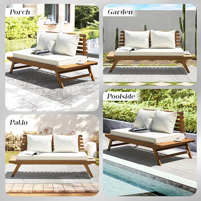 IDZO Lucille 800lbs Capacity Acacia Patio Loveseat, FSC Certified 2 Seater - Image 6