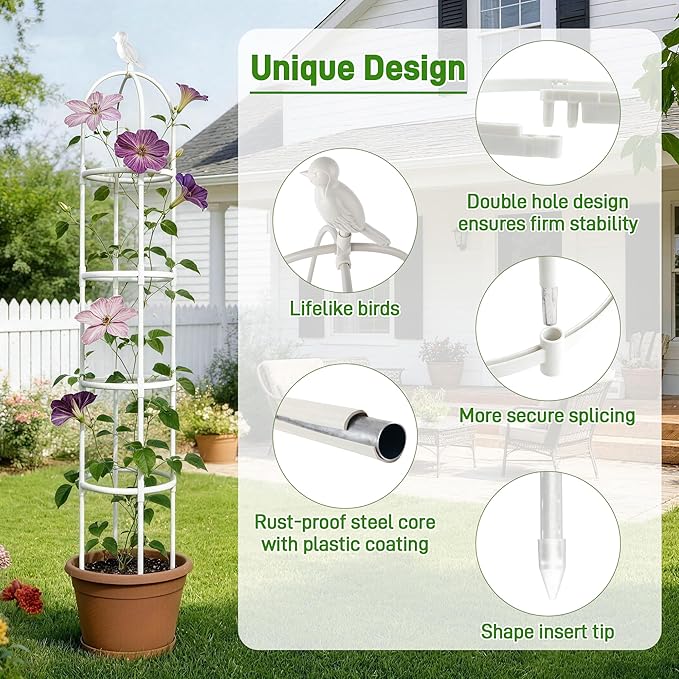 6ft Garden Obelisk Trellis for Climbing Plants-Rustproof Metal Pipe - Image 3