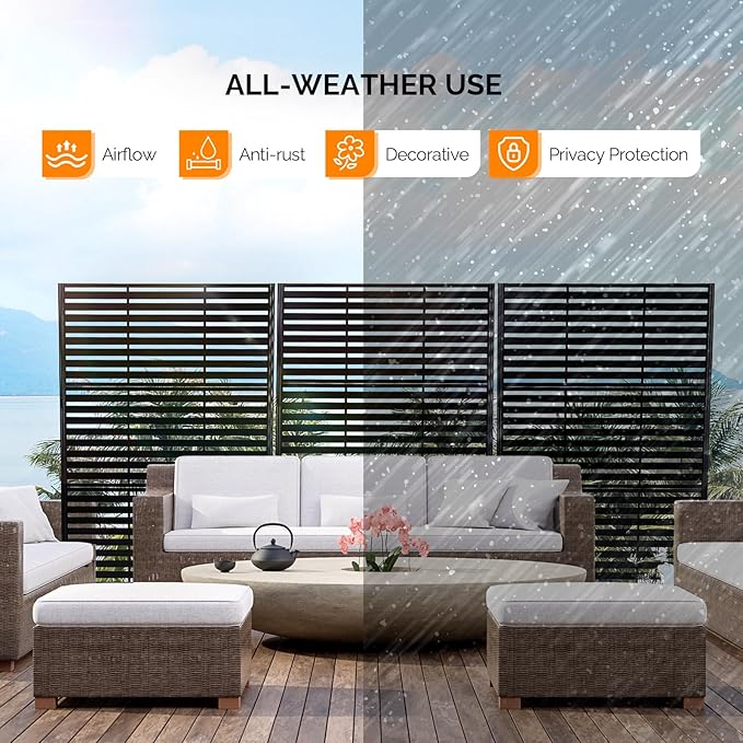 VINGLI Metal Privacy Screen for Outdoor, Decorative Room Divider for Patio - Image 4