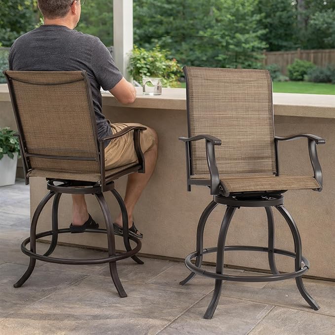 Kozyard Isabella Outdoor Swivel Bar Stools, Counter Height Patio Swivel Chairs - Image 6