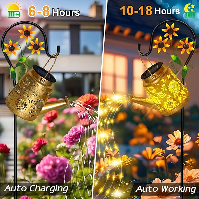 Sunflower Solar Watering Can Lights, Outdoor Waterproof Garden Lanterns - Image 3