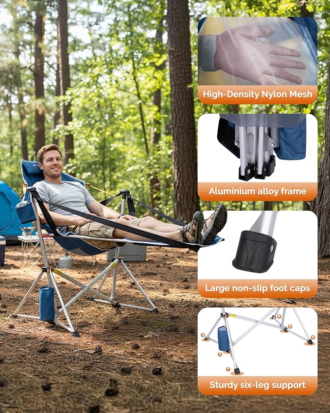 KingCamp Hammock Chair with Footrest – Heavy Duty Swinging Rocking Camping - Image 4