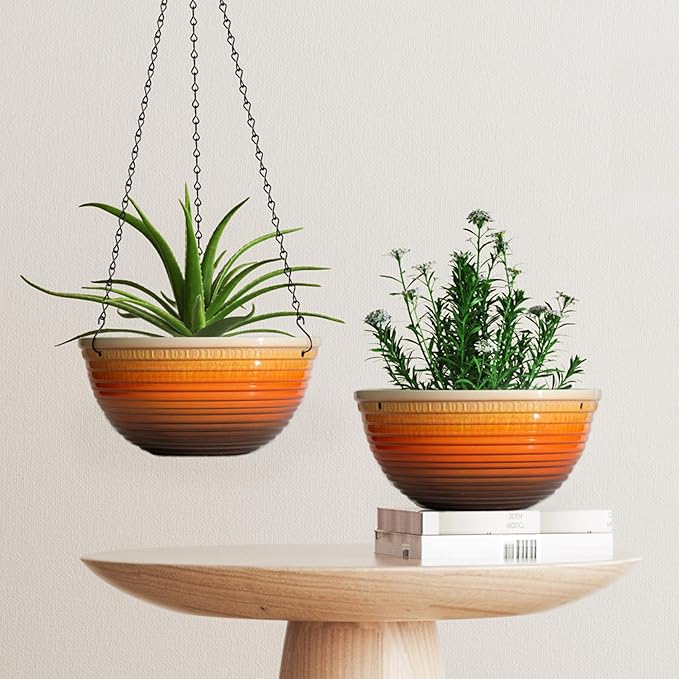 12 inch Hanging Planters for Indoor Outdoor Plants, 2 Pack Large Hanging Flower - Image 7