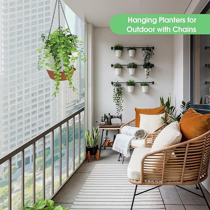 Hanging Planters for Indoor Outdoor Plants, 2 Pack Self Watering Hanging Pot - Image 7