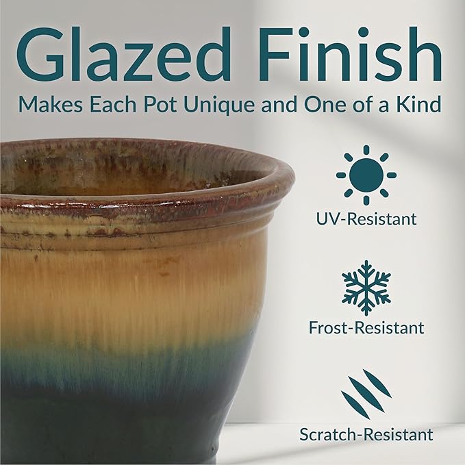 Sunnydaze Round Ceramic Planter - Image 4