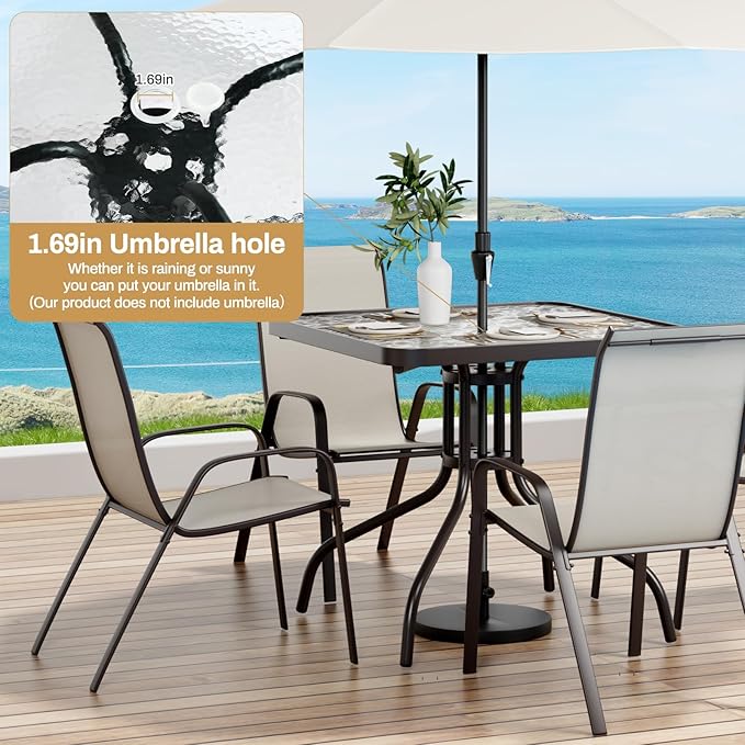 Arlopu 5 Piece Outdoor Patio Dining Set, Porch Furniture - Image 6
