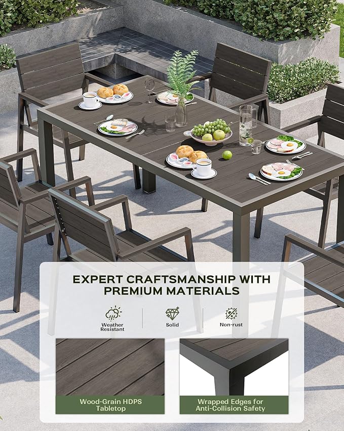 5-Piece Outdoor Dining Set, Aluminum Dining Table Set - Image 2