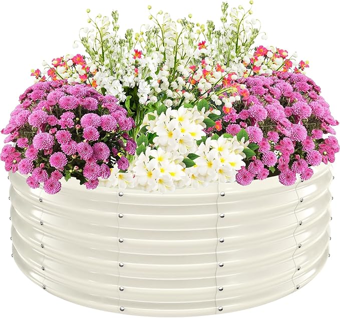 17" Tall Elevated Round Metal Rised Garden Bed- 4'x4' in Size and 0.8MM Thick by TBMLC