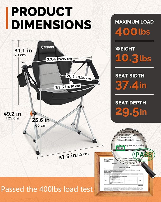 KingCamp Hammock Camping Chair, Swinging Portable Folding Camp Chairs - Image 3