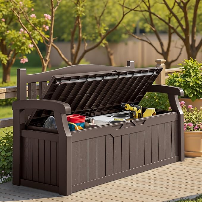 Homall 75 Gallon Outdoor Storage Benches Lockable Deck Box - Image 7