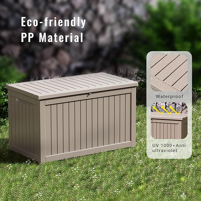 DRATO 280 Gallon Deck Box, Waterproof Resin Large Outdoor Storgae Box - Image 4