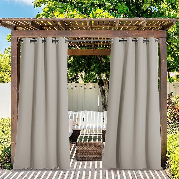 NICETOWN 2 Panels Natural Outdoor Curtains - Image 2
