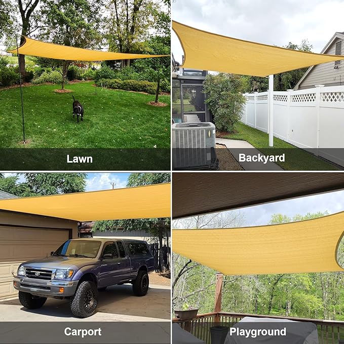 SUNLAX Sun Shade Sail 8' x 10' Sand Rectangle Canopy Sail Shade Cover UV Block - Image 8