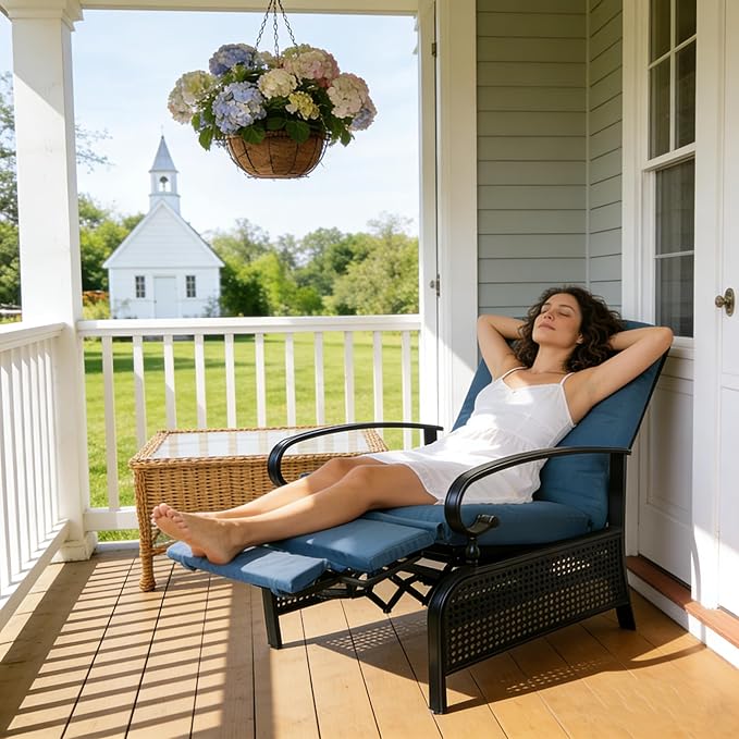 Kozyard Adjustable Outdoor Reclining Lounge Chair, Cushioned Patio Chaise Lounge - Image 5